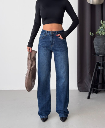 Pantaloni dame denim 53502 Albastru