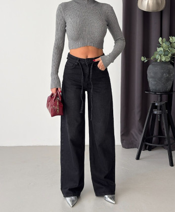 Pantaloni dame denim 53530 Negru