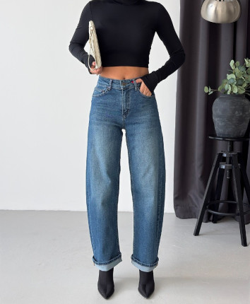 Pantaloni dame denim 53537 Albastru