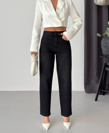Pantaloni dame denim 53540 Negru