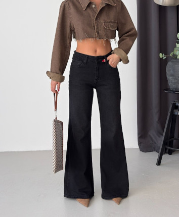 Pantaloni dame denim 53543 Negru