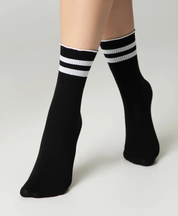 Sosete femei FANTASY 24C-7 Nero-bianco