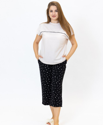 Tricou-capri T23661 Bej print Inimi