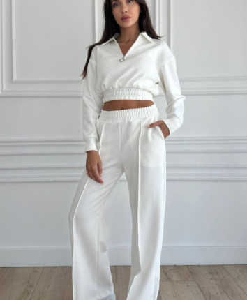 Costum dame - pantaloni, bluza 83143 Alb