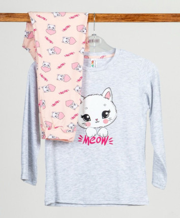 Pijama-pantaloni fete 15900-7 Gri deschis