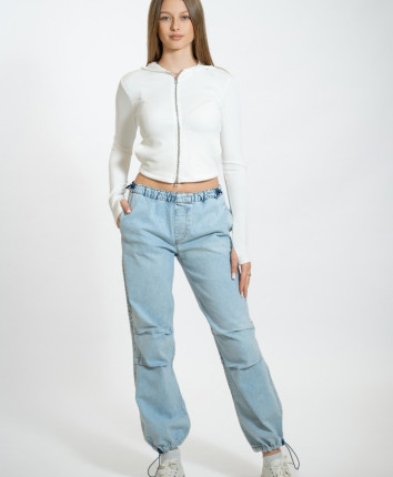 Pantaloni dame denim 51682 Albastru