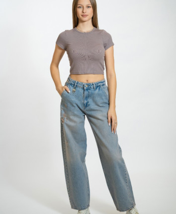 Pantaloni dame denim 52424 Albastru deschis