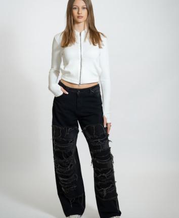 Pantaloni dame denim 52709 Negru