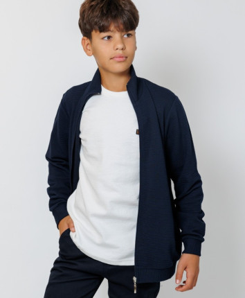 Cardigan baieti cu fermoar 427-1145.1 Albastru inchis