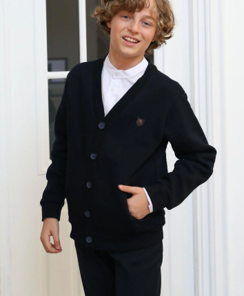 Cardigan baieti cu nasturi 427-6175.1 Albastru inchis