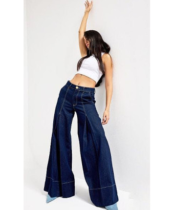 Pantaloni denim dame 4535-7S6 Albastru inchis