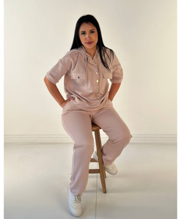 Costum dame - hanorac, pantaloni 17658 Cafeniu