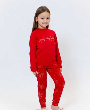Pijama-pantaloni copii TU23680/1 Rosu-print casuta