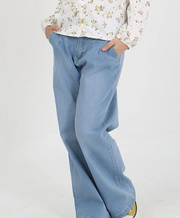 Pantaloni denim fete 151-1790.1 Albastru deschis