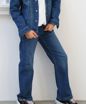 Pantaloni denim fete 151-1085.1 Albastru