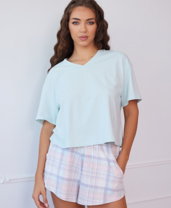 Tricou-sort T23586 Minta-print carouri